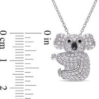 Lab-Created White Sapphire and Black Spinel Koala Pendant in Sterling Silver|Peoples Jewellers