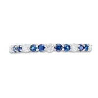 Blue Sapphire and 0.18 CT. T.W. Diamond Alternating Stackable Band in 10K White Gold|Peoples Jewellers