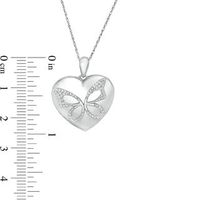 0.065 CT. T.W. Diamond Butterfly Heart Locket in Sterling Silver|Peoples Jewellers