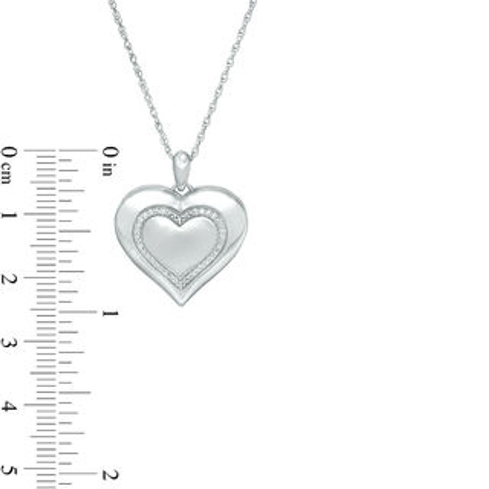0.067 CT. T.W. Diamond Heart with Outline Locket in Sterling Silver|Peoples Jewellers