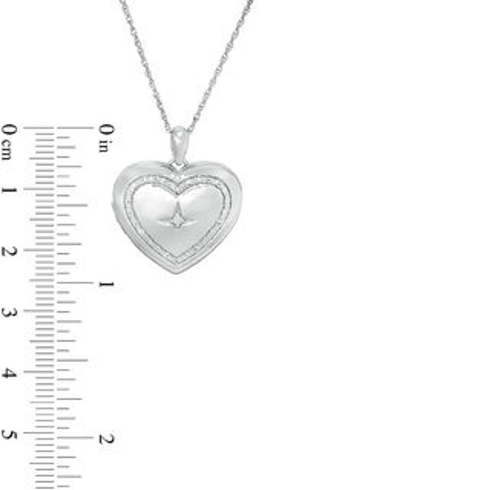 0.085 CT. T.W. Diamond Heart Outline with Star Locket in Sterling Silver|Peoples Jewellers