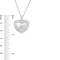 0.085 CT. T.W. Diamond Heart Outline with Star Locket in Sterling Silver|Peoples Jewellers