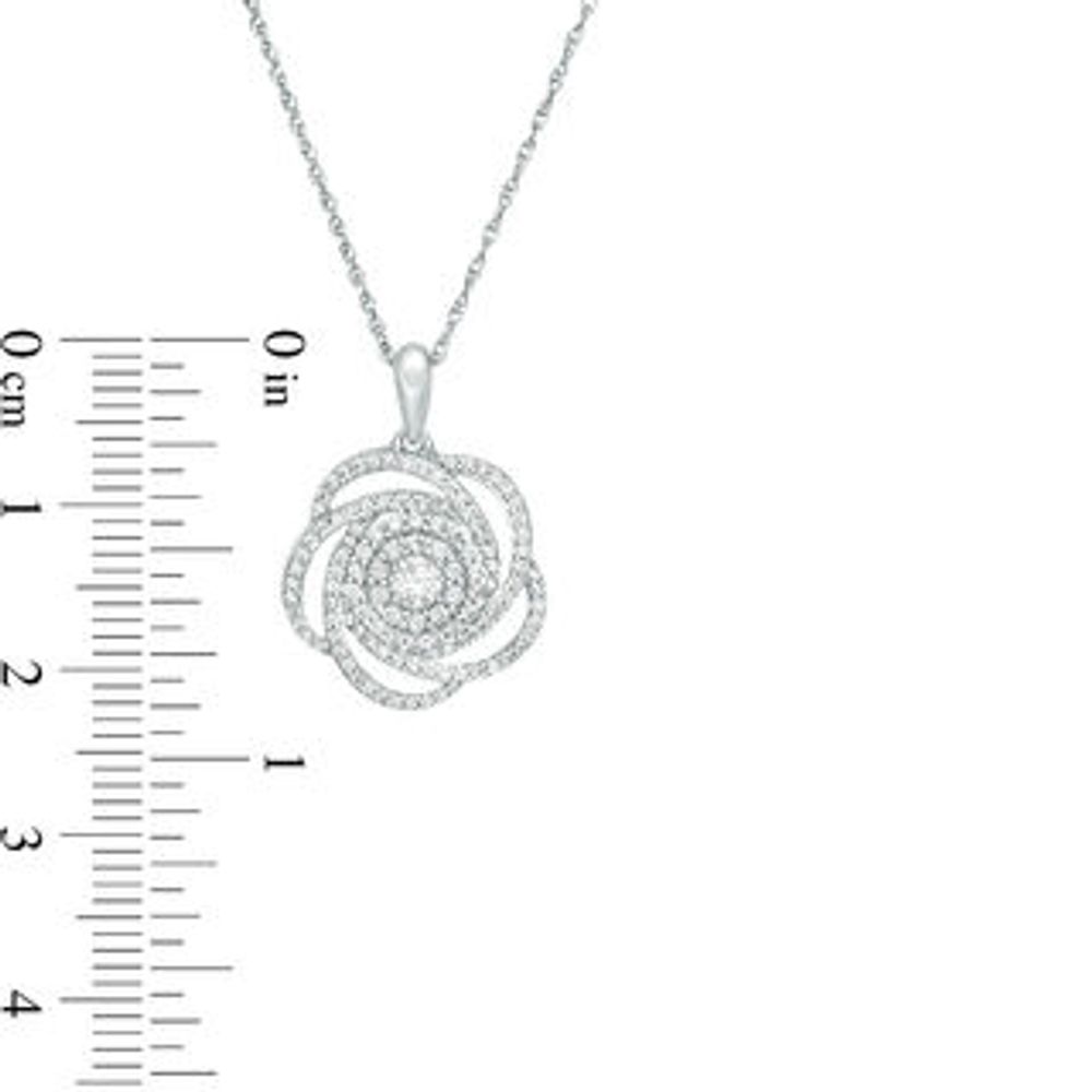 0.45 CT. T.W. Diamond Flower Orbit Pendant in Sterling Silver|Peoples Jewellers