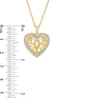 0.065 CT. T.W. Diamond Heart Outline Ornate Locket in Sterling Silver with 14K Gold Plate|Peoples Jewellers