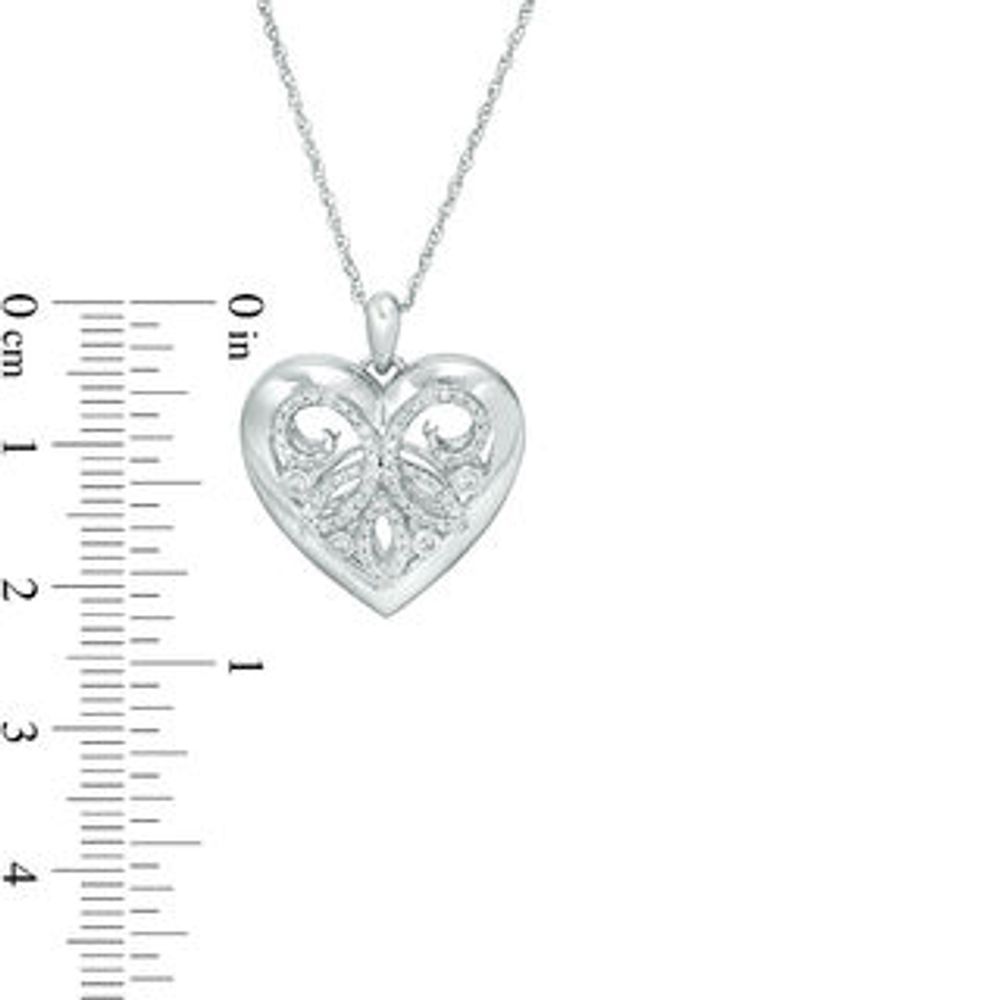 0.065 CT. T.W. Diamond Ornate Heart Locket in Sterling Silver|Peoples Jewellers