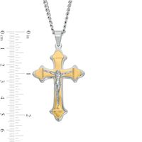 Crucifix Pendant in Stainless Steel with Yellow Ion-Plate – 24"|Peoples Jewellers