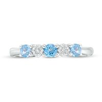 3.0mm Blue Topaz and 0.04 CT. T.W. Composite Diamond Five Stone Alternating Stackable Band in 10K White Gold|Peoples Jewellers