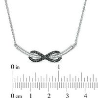 0.29 CT. T.W. Enhanced Black and White Diamond Sideways Infinity Curved Bar Necklace in Sterling Silver - 16.75"|Peoples Jewellers