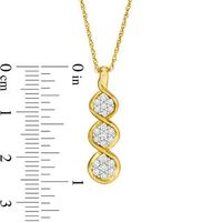 0.29 CT. T.W. Multi-Diamond Triple Drop Pendant in 10K Gold|Peoples Jewellers