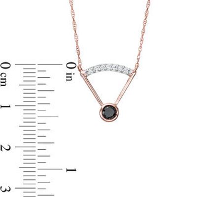 0.18 CT. T.W. Enhanced Black and White Diamond Solitaire with Curved Bar Necklace in 10K Rose Gold - 17.5"|Peoples Jewellers