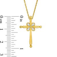 0.04 CT. T.W. Diamond Flower Cross Pendant in 10K Gold|Peoples Jewellers