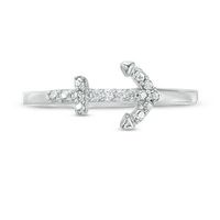 Diamond Accent Sideways Anchor Stackable Ring in Sterling Silver|Peoples Jewellers