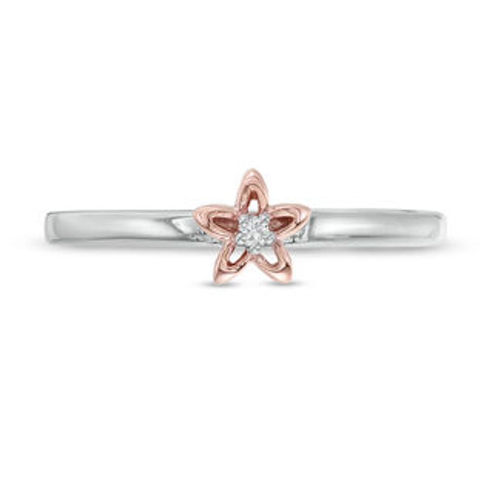 Diamond Accent Starfish Outline Stackable Ring in Sterling Silver and 10K Rose Gold|Peoples Jewellers