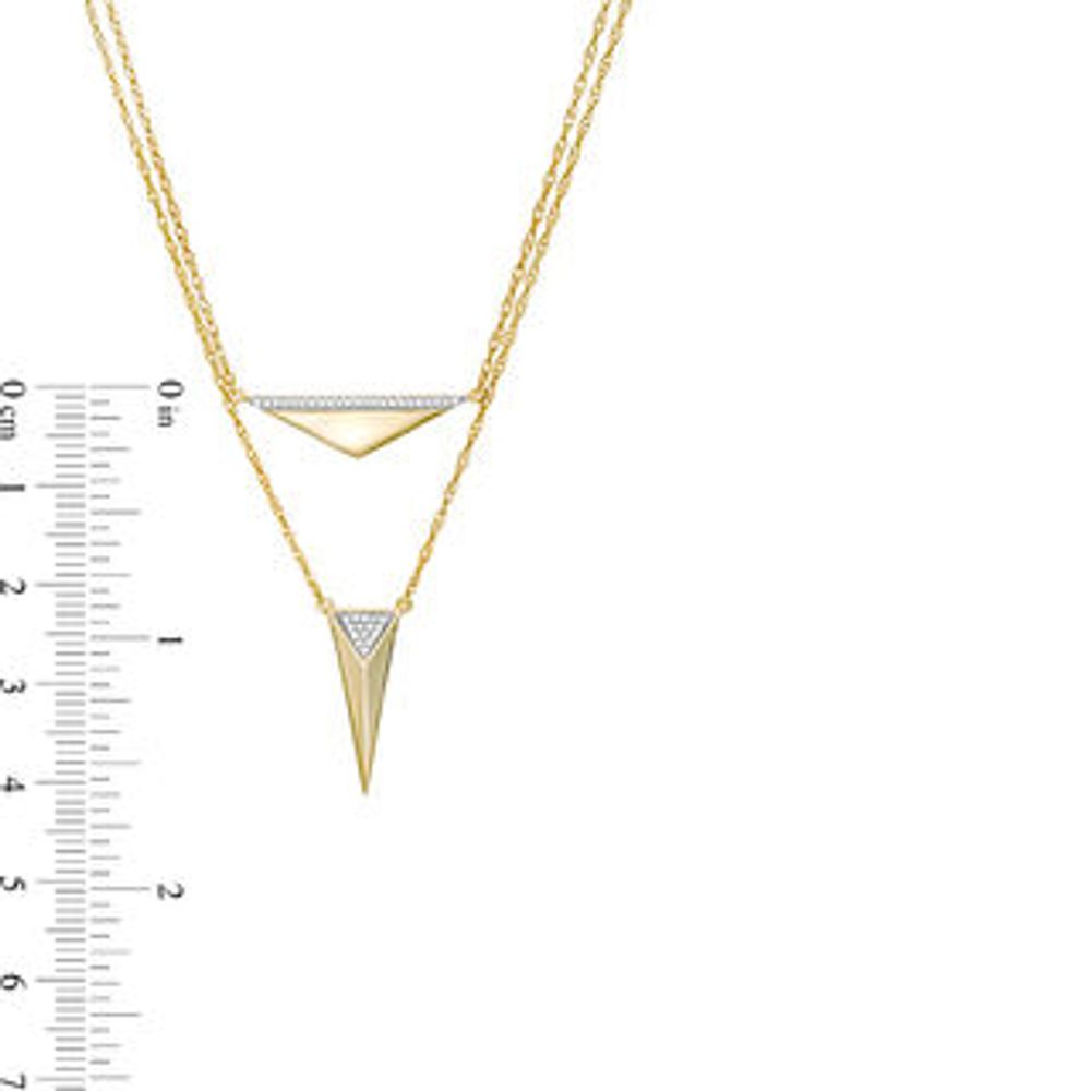 0.085 CT. T.W. Diamond Triangle Double Strand Necklace in 10K Gold - 20"|Peoples Jewellers