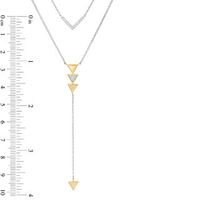 0.115 CT. T.W. Diamond Chevron and Triangle Double Strand "Y" Necklace in Sterling Silver and 10K Gold - 21.5"|Peoples Jewellers