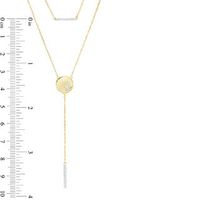 0.085 CT. T.W. Diamond Bar and Disc with Star Double Strand Necklace in 10K Gold - 22"|Peoples Jewellers