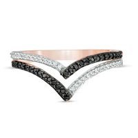 0.18 CT. T.W. Enhanced Black and White Diamond Double Chevron Ring in 10K Rose Gold|Peoples Jewellers