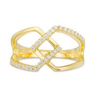 0.18 CT. T.W. Diamond Geometric Open Shank Crossover Ring in 10K Gold|Peoples Jewellers
