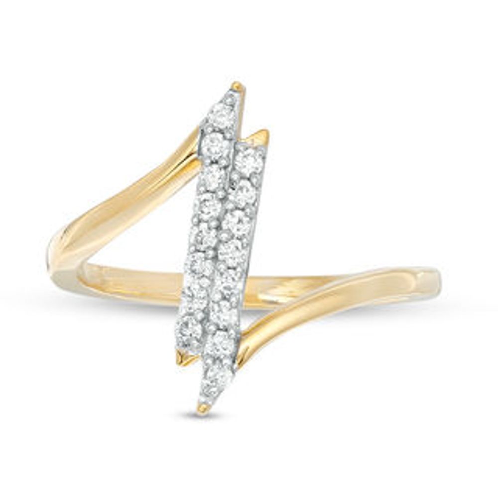 0.18 CT. T.W. Diamond Double Vertical Bar Bypass Ring in 10K Gold|Peoples Jewellers