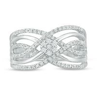 0.23 CT. T.W. Composite Diamond Multi-Row Crossover Ring in 10K White Gold|Peoples Jewellers