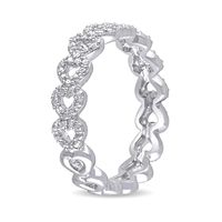 0.07 CT. T.W. Diamond Sideways Heart Link Eternity Band in Sterling Silver|Peoples Jewellers