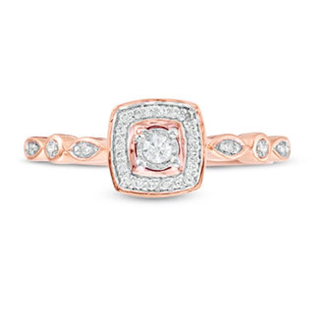 0.115 CT. T.W. Diamond Cushion Frame Ring in 10K Rose Gold|Peoples Jewellers