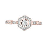 0.085 CT. T.W. Diamond Hexagon Frame Ring in 10K Rose Gold|Peoples Jewellers