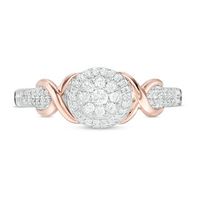 0.18 CT. T.W. Composite Diamond Frame Ribbon Wrap Ring in Sterling Silver and 10K Rose Gold|Peoples Jewellers