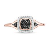 0.145 CT. T.W. Enhanced Black Composite and White Diamond Cushion Frame Ring in 10K Rose Gold|Peoples Jewellers