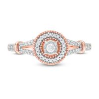 0.145 CT. T.W. Diamond Frame Split Shank Promise Ring in 10K Rose Gold|Peoples Jewellers