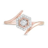 0.085 CT. T.W. Diamond Double Hexagonal Frame Bypass Promise Ring in 10K Rose Gold|Peoples Jewellers