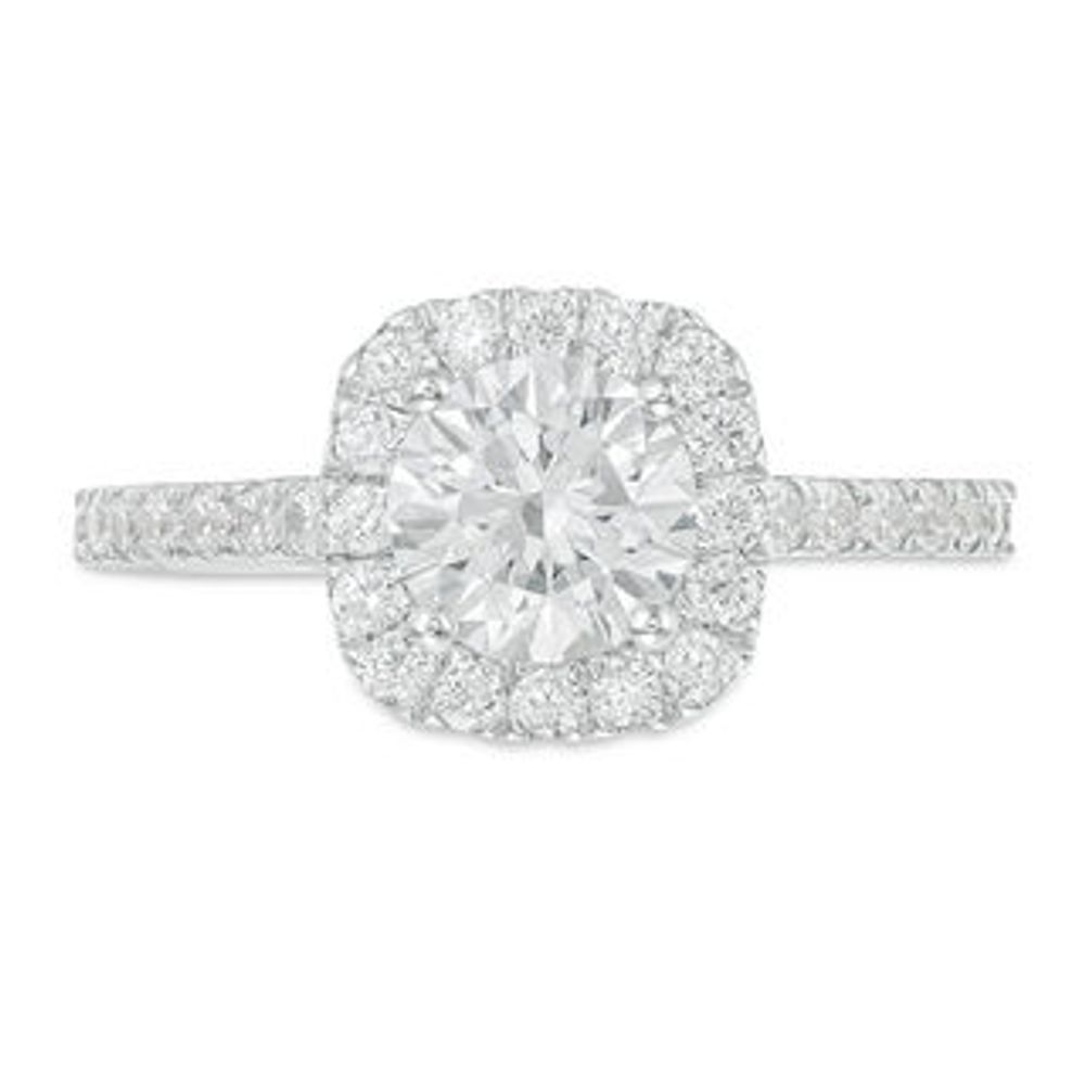 1.45 CT. T.W. Diamond Cushion Frame Engagement Ring in 14K White Gold|Peoples Jewellers