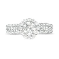 1.23 CT. T.W. Diamond Frame Rounded Shank Engagement Ring in 14K White Gold|Peoples Jewellers