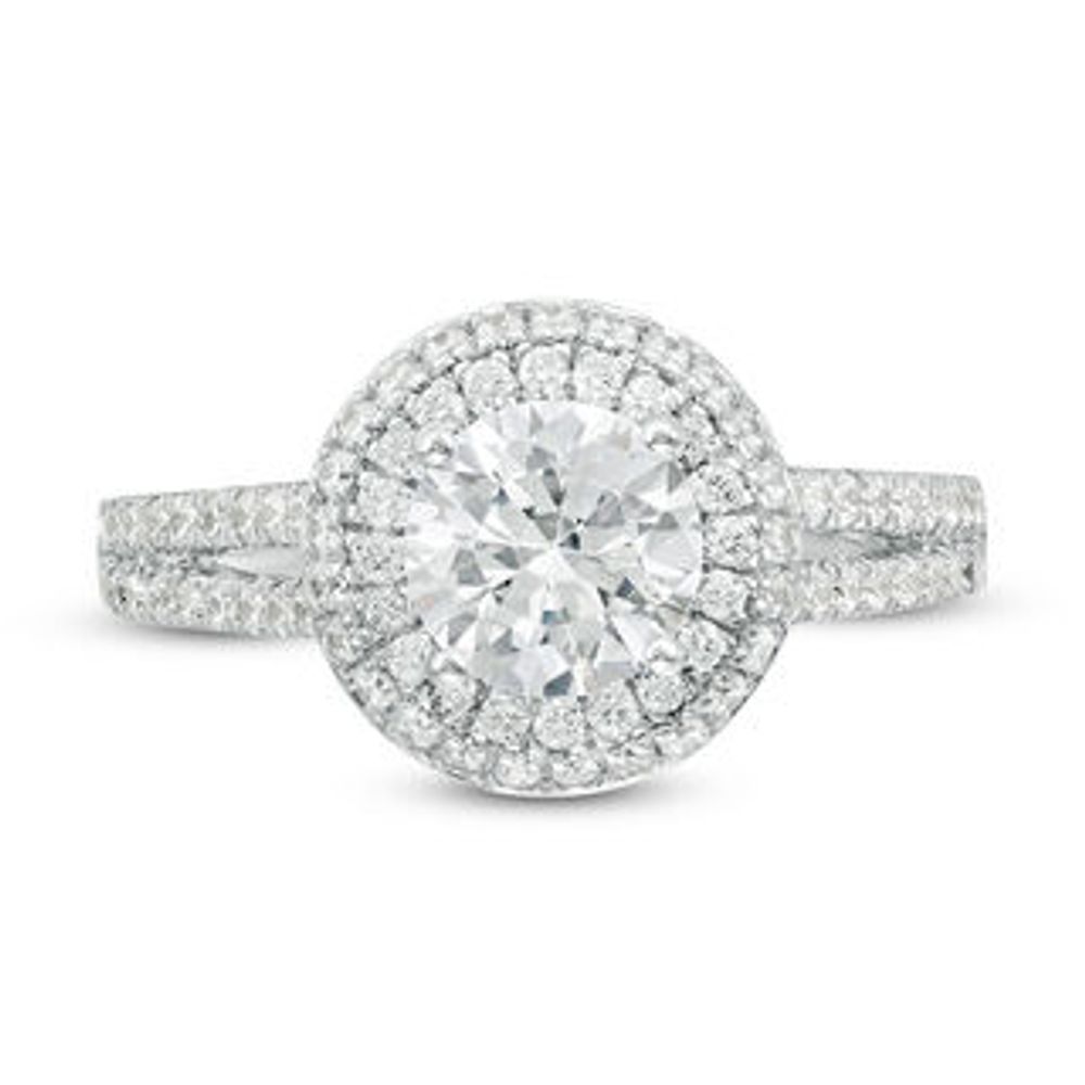 1.45 CT. T.W. Diamond Double Frame Split Shank Engagement Ring in 14K White Gold|Peoples Jewellers