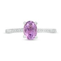 Oval Amethyst and 0.086 CT. T.W. Diamond Ring in Sterling Silver|Peoples Jewellers