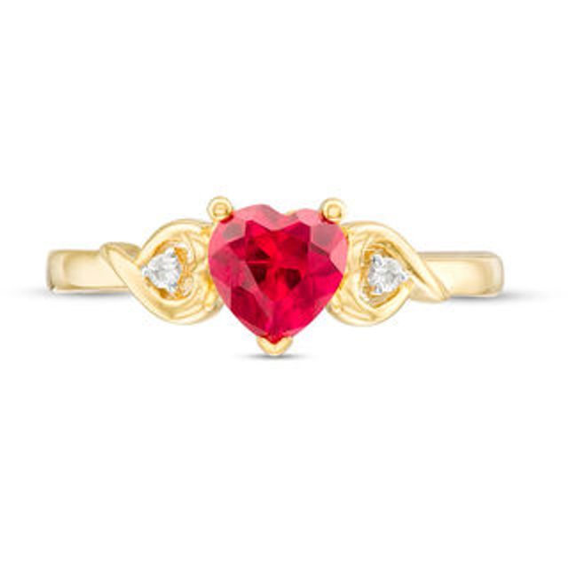 6.0mm Lab-Created Ruby and White Sapphire Triple Heart Ring in Sterling Silver with 14K Gold Plate|Peoples Jewellers
