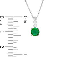 6.0mm Lab-Created Emerald and White Sapphire Trio Linear Drop Pendant in Sterling Silver|Peoples Jewellers