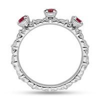 Stackable Expressions™ Created Ruby Three Stone Textured Ring in Sterling Silver|Peoples Jewellers