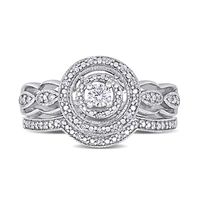 0.23 CT. T.W. Diamond Double Frame Scallop Shank Bridal Set in 10K White Gold|Peoples Jewellers