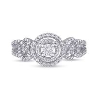 0.50 CT. T.W. Diamond Double Frame Knot-Sides Engagement Ring in 10K White Gold|Peoples Jewellers