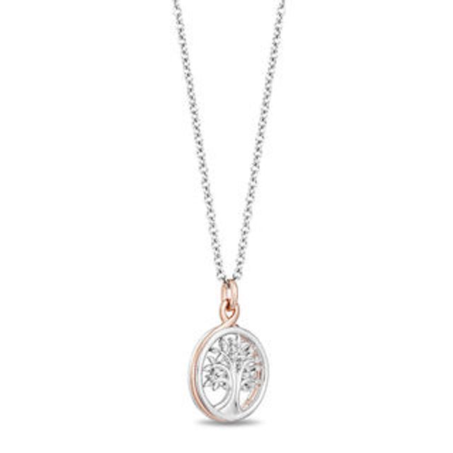 Hallmark Diamonds Family 0.04 CT. T.W. Diamond Tree of Life Pendant in Sterling Silver and 10K Rose Gold|Peoples Jewellers