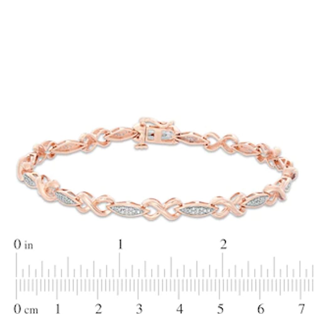 0.18 CT. T.W. Composite Diamond Alternating Marquise and Infinity Bracelet in 10K Rose Gold - 7.25"|Peoples Jewellers