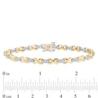 0.115 CT. T.W. Diamond "X" Link Bracelet in Sterling Silver and 10K Gold|Peoples Jewellers