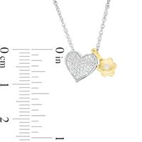 0.086 CT. T.W. Diamond Heart and Flower Charm Pendant in Sterling Silver and 10K Gold|Peoples Jewellers