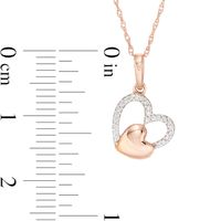 0.06 CT. T.W. Diamond Tilted Double Heart Pendant in 10K Rose Gold|Peoples Jewellers