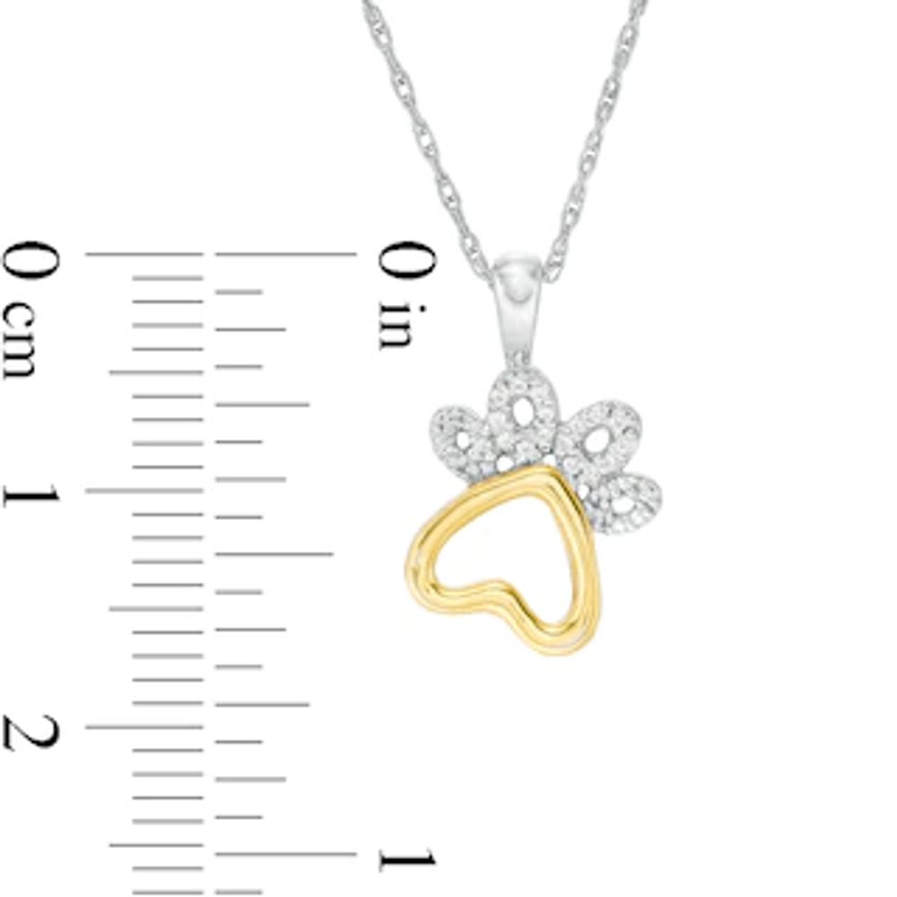 0.04 CT. T.W. Diamond Paw Print Pendant in Sterling Silver and 10K Gold|Peoples Jewellers