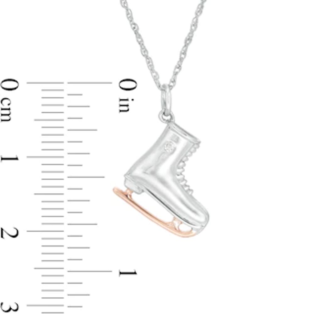 0.04 CT. Diamond Solitaire Ice Skate Pendant in Sterling Silver and 10K Rose Gold|Peoples Jewellers