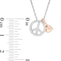 0.085 CT. T.W. Diamond Peace Sign and Puffed Heart Charm Pendant in Sterling Silver and 10K Rose Gold|Peoples Jewellers