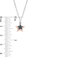 0.04 CT. T.W. Black Diamond Double Star Pendant in Sterling Silver and 10K Rose Gold|Peoples Jewellers