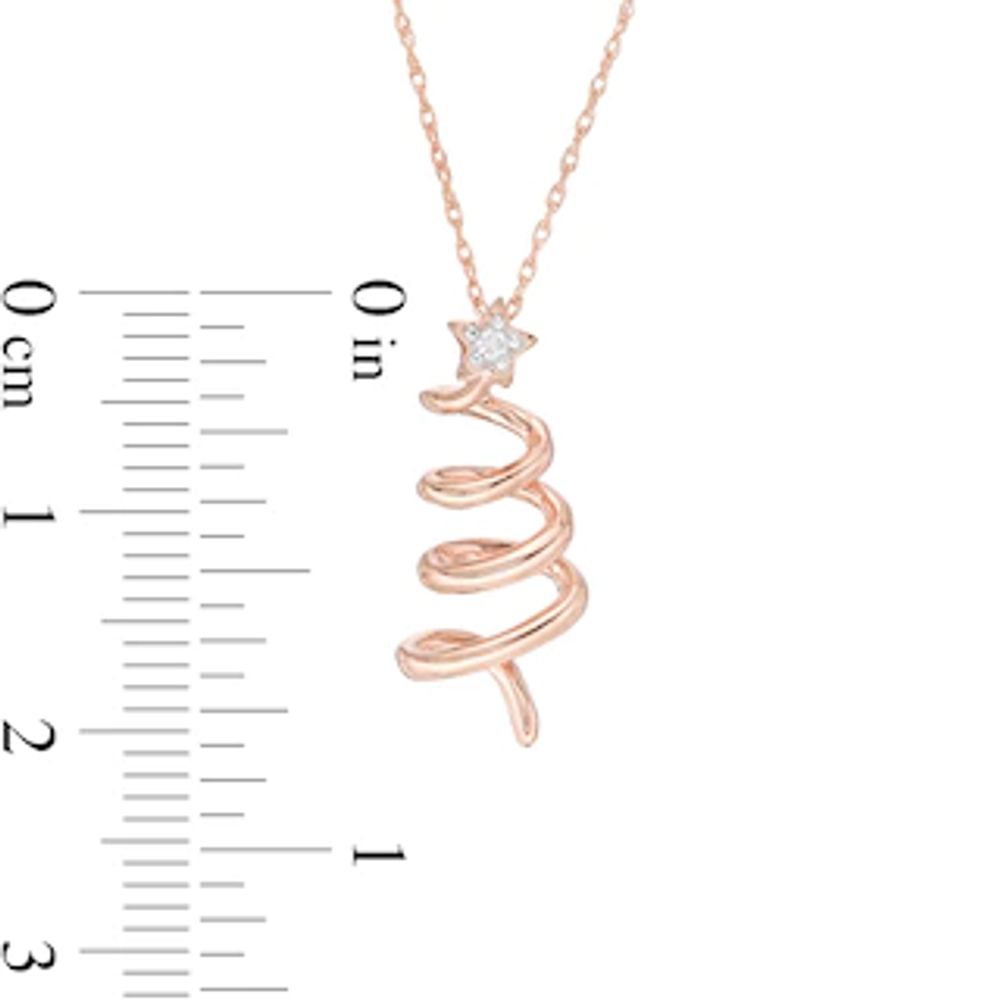 Diamond Accent Abstract Christmas Tree Pendant in 10K Rose Gold|Peoples Jewellers